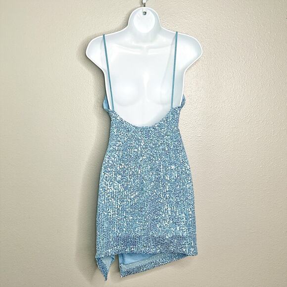 Hello Molly Twilight Dancer Light Blue Sequin Dress‎ women’s size 6 NEW - Picture 6 of 11